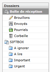 Roundcube / IMAP — Même arborescence SIFTBOX dans un webmail IMAP classique.